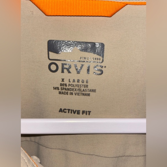 Men's Orvis Button Down XL Tan Brown Long Sleeve Polyester, And Spandex Shirt - Picture 8 of 9